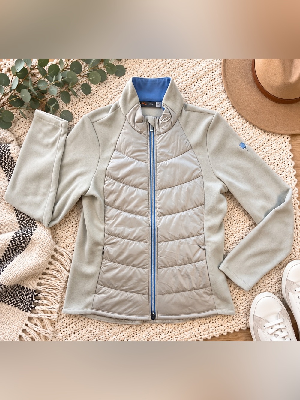 KJUS Lucerne Women’s Quilted Fleece Jacket Off-White/Light Gray 40/Large